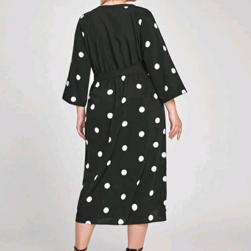 #28 Brand New Plus Polka Dot Elegant Dress - Picture 3 of 5